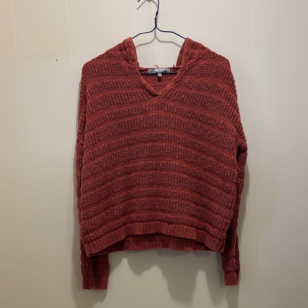 Reunited Marled Rust Chunky Hooded Sweater Medium